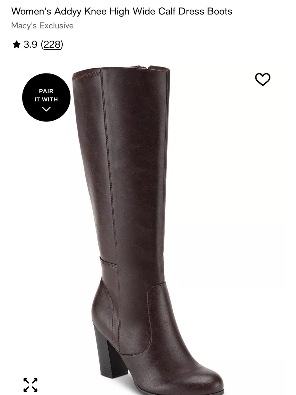 Knee-High Wide Calf Dress Boots in Dark Brown